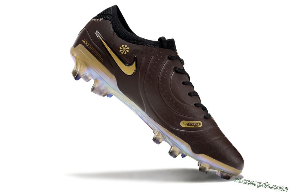 Nike Tiempo Legend 10 Elite FG Low-Tops Football Shoes - Brown/Yellow/Black 4