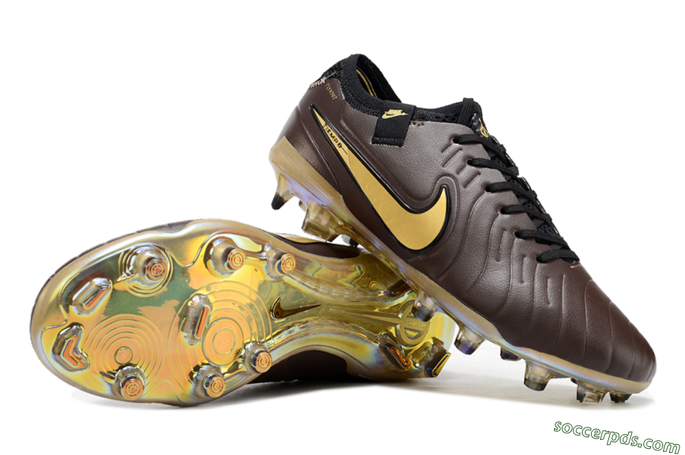 Nike Tiempo Legend 10 Elite FG Low-Tops Football Shoes - Brown/Yellow/Black 0