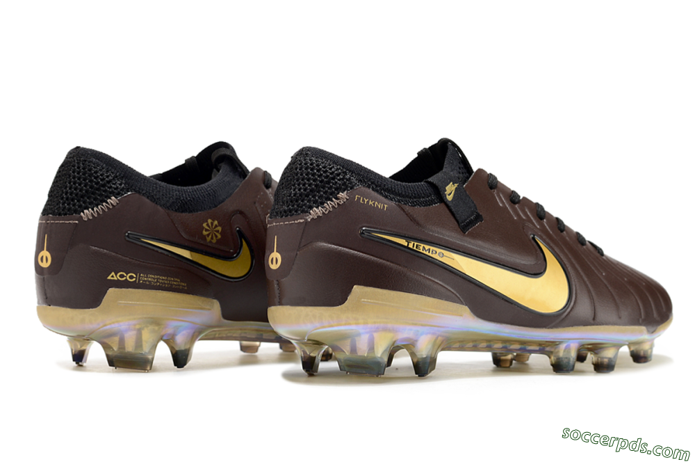 Nike Tiempo Legend 10 Elite FG Low-Tops Football Shoes - Brown/Yellow/Black 6