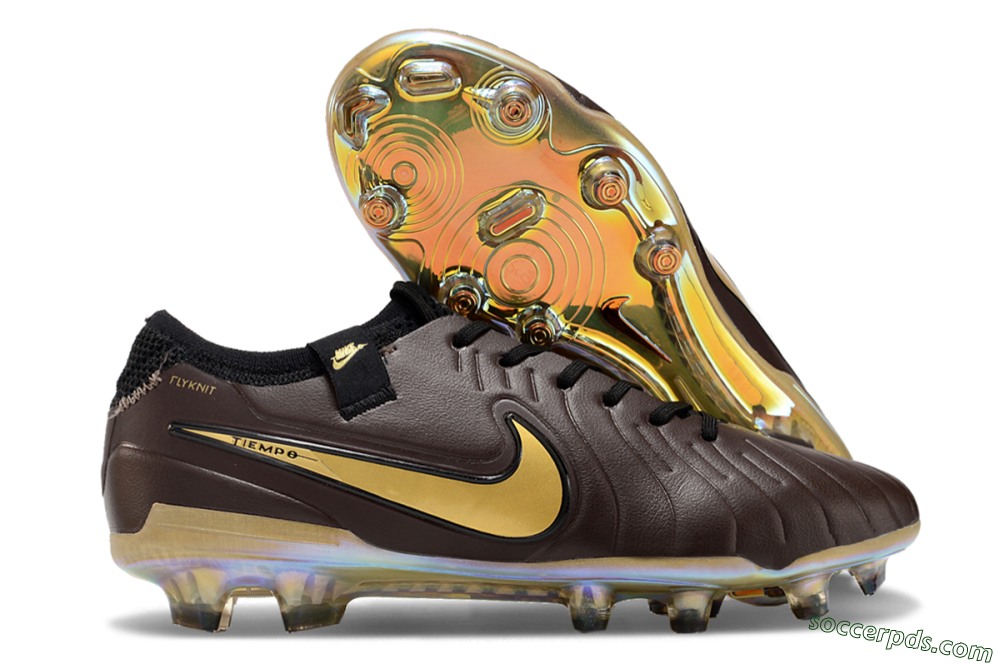 Nike Tiempo Legend 10 Elite FG Low-Tops Football Shoes - Brown/Yellow/Black 1