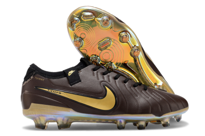 Nike Tiempo Legend 10 Elite FG Low-Tops Football Shoes - Brown/Yellow/Black
