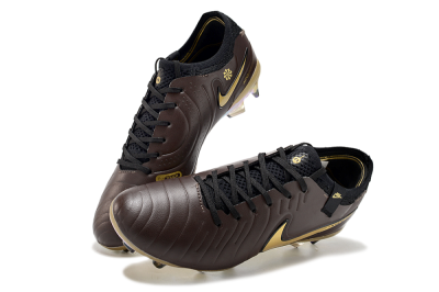 Nike Tiempo Legend 10 Elite FG Low-Tops Football Shoes - Brown/Yellow/Black