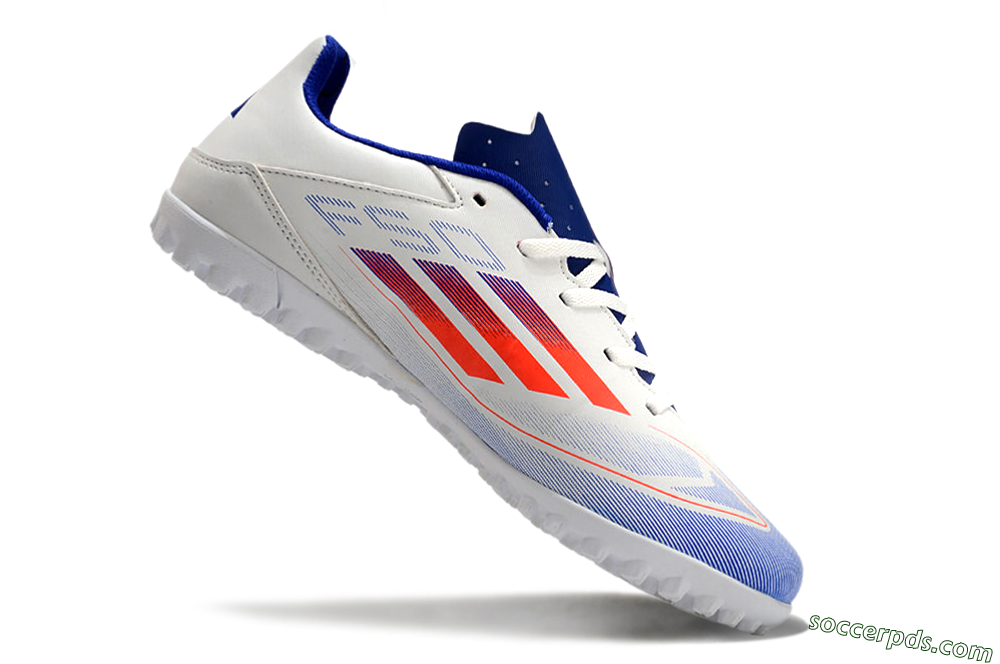 Adidas F50 Club TF Low-Tops Football Shoes - White/Blue/Red 4