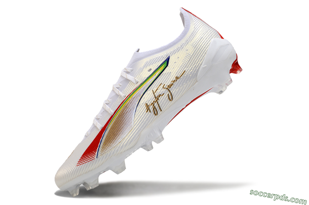 Puma Ultra 5 Ultimate FG Low-Tops Football Boots - White/Red/Yellow/Green 5