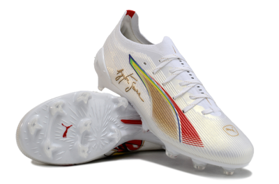 Puma Ultra 5 Ultimate FG Low-Tops Football Boots - White/Red/Yellow/Green
