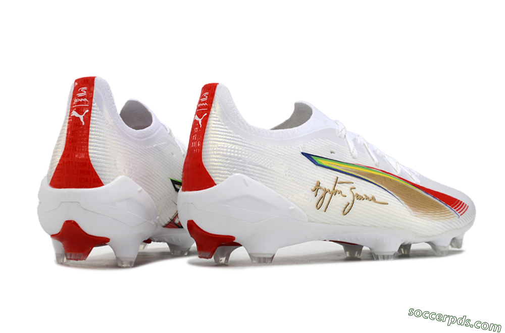 Puma Ultra 5 Ultimate FG Low-Tops Football Boots - White/Red/Yellow/Green 6