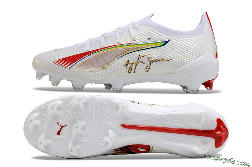 Puma Ultra 5 Ultimate FG Low-Tops Football Boots - White/Red/Yellow/Green 0