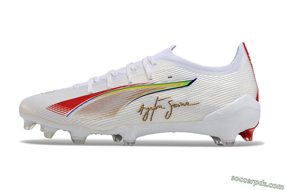 Puma Ultra 5 Ultimate FG Low-Tops Football Boots - White/Red/Yellow/Green 2