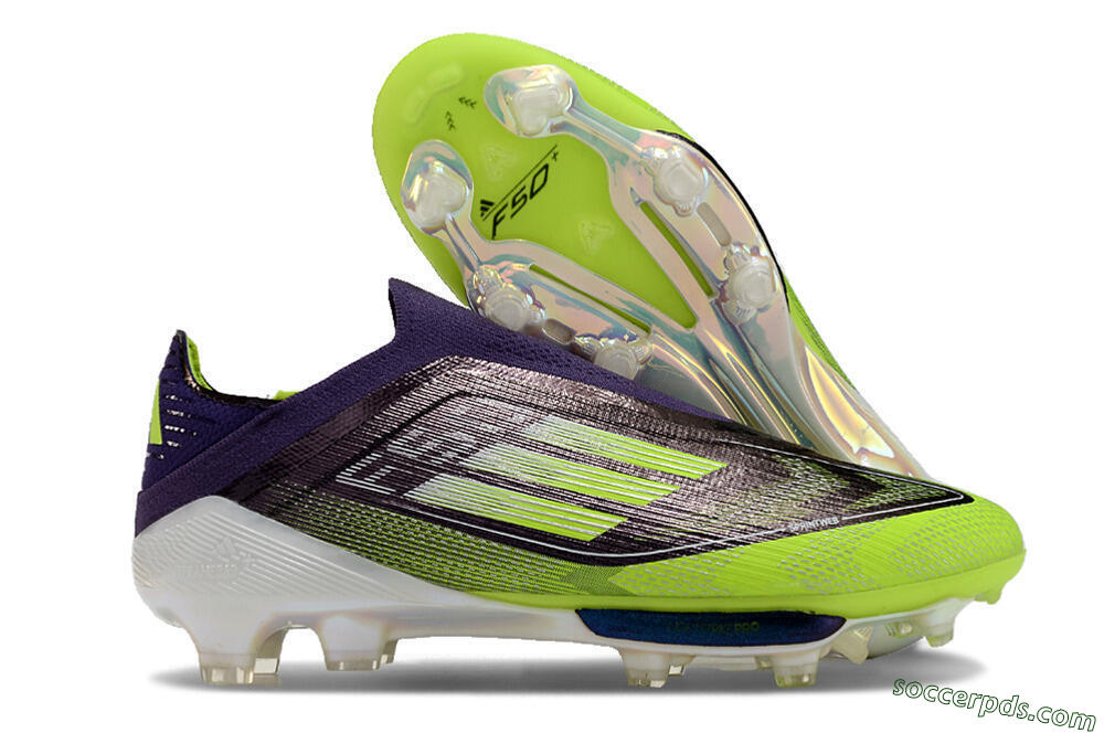 Adidas F50+ Lightstrike Pro Laceless FG Low-Tops Football Boots - Purple/Yellow/White 1