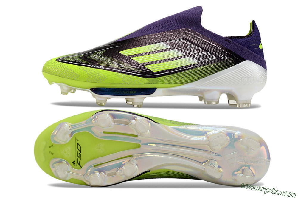 Adidas F50+ Lightstrike Pro Laceless FG Low-Tops Football Boots - Purple/Yellow/White 0