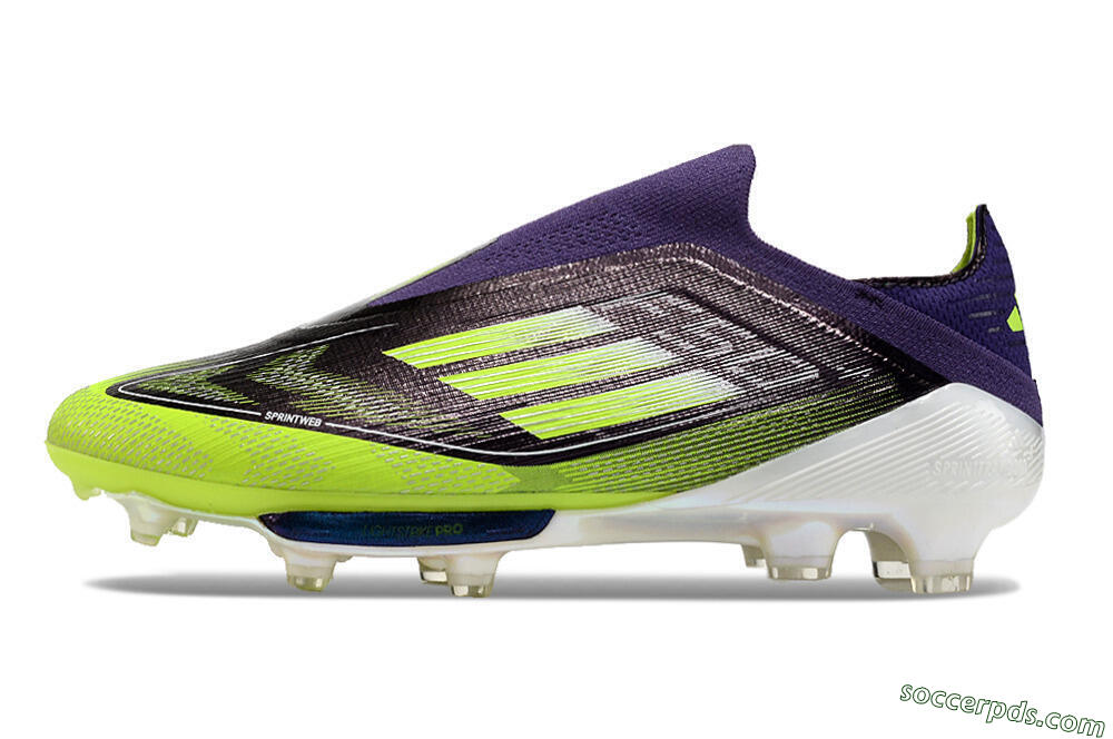 Adidas F50+ Lightstrike Pro Laceless FG Low-Tops Football Boots - Purple/Yellow/White 2