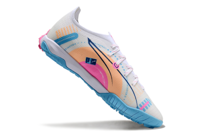 Puma Ultra 5 Ultimate TF Low-Tops Football Shoes - White/Blue/Pink/Yellow
