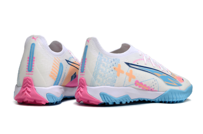 Puma Ultra 5 Ultimate TF Low-Tops Football Shoes - White/Blue/Pink/Yellow