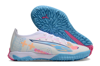 Puma Ultra 5 Ultimate TF Low-Tops Football Shoes - White/Blue/Pink/Yellow