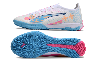 Puma Ultra 5 Ultimate TF Low-Tops Football Shoes - White/Blue/Pink/Yellow