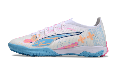 Puma Ultra 5 Ultimate TF Low-Tops Football Shoes - White/Blue/Pink/Yellow
