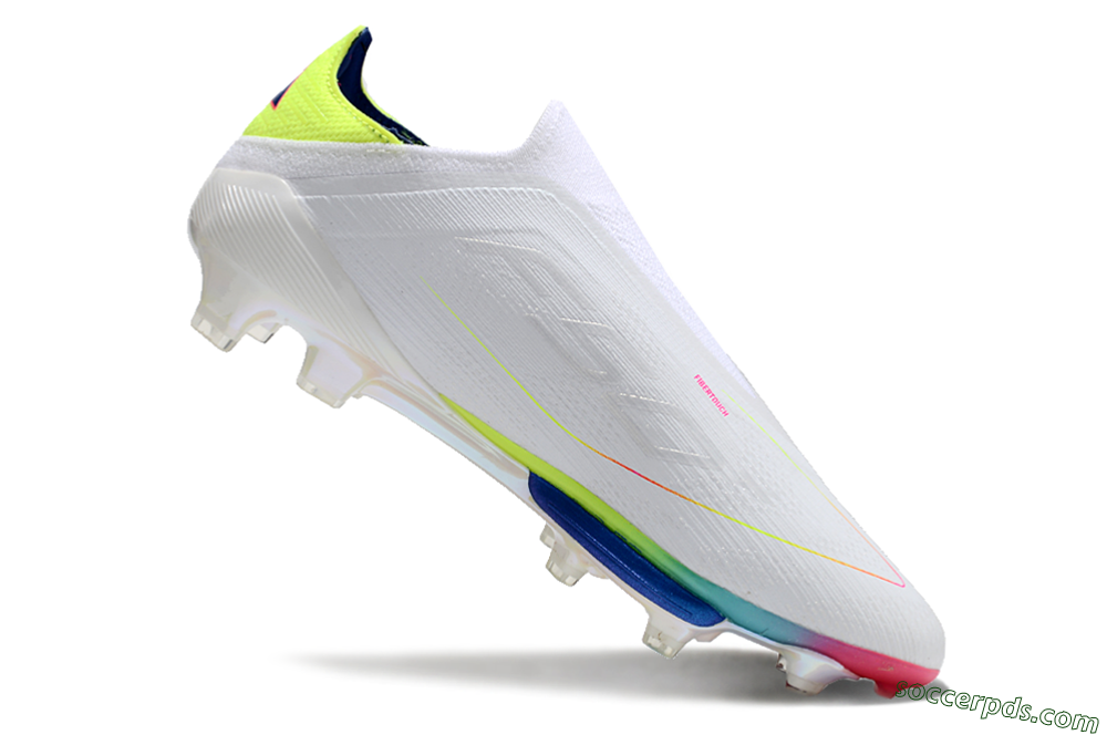 Adidas F50+ Lightstrike Pro Laceless FG Low-Tops Football Boots - White/Blue/Yellow/Pink 4