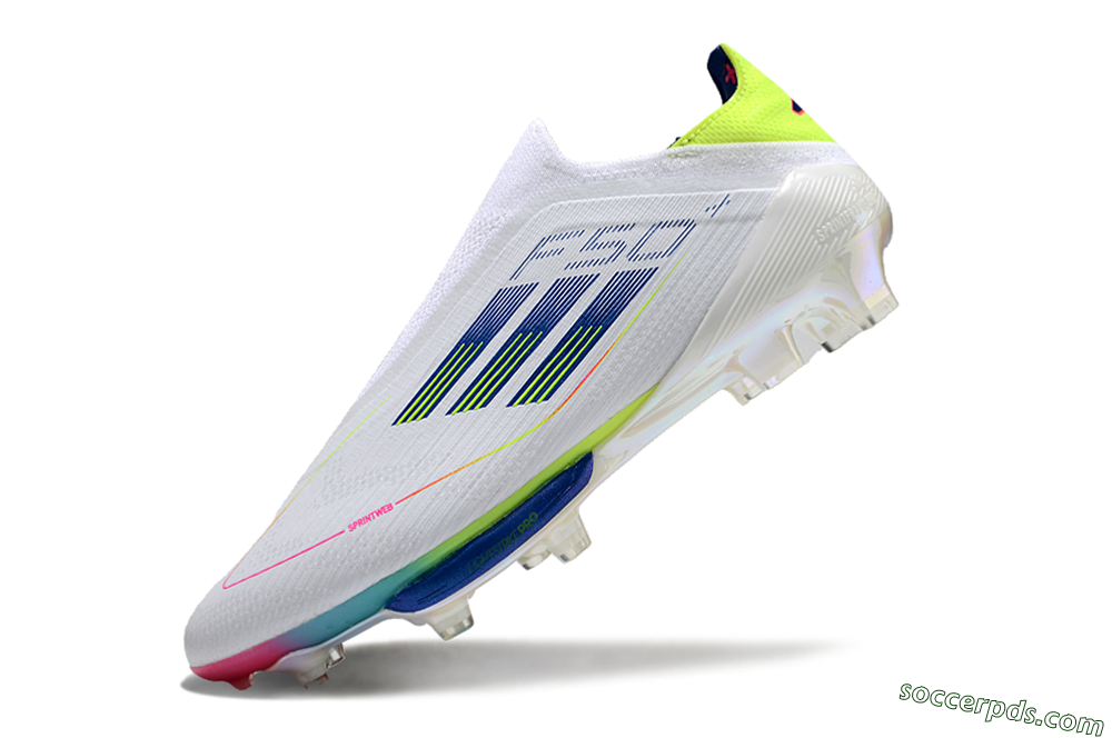 Adidas F50+ Lightstrike Pro Laceless FG Low-Tops Football Boots - White/Blue/Yellow/Pink 5