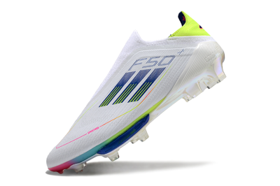 Adidas F50+ Lightstrike Pro Laceless FG Low-Tops Football Boots - White/Blue/Yellow/Pink