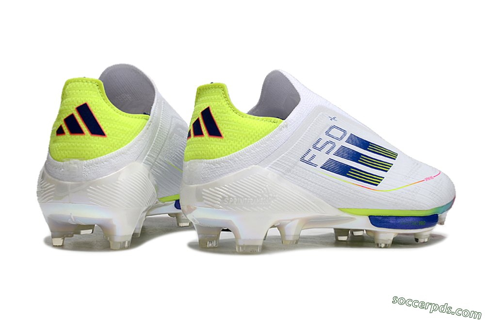 Adidas F50+ Lightstrike Pro Laceless FG Low-Tops Football Boots - White/Blue/Yellow/Pink 6
