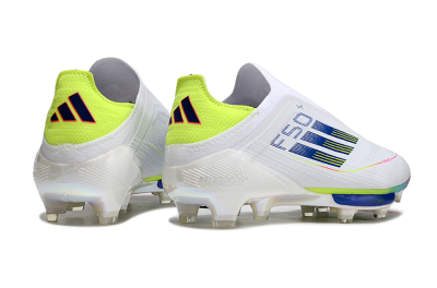 Adidas F50+ Lightstrike Pro Laceless FG Low-Tops Football Boots - White/Blue/Yellow/Pink