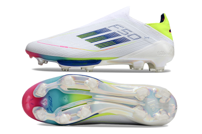 Adidas F50+ Lightstrike Pro Laceless FG Low-Tops Football Boots - White/Blue/Yellow/Pink