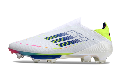 Adidas F50+ Lightstrike Pro Laceless FG Low-Tops Football Boots - White/Blue/Yellow/Pink