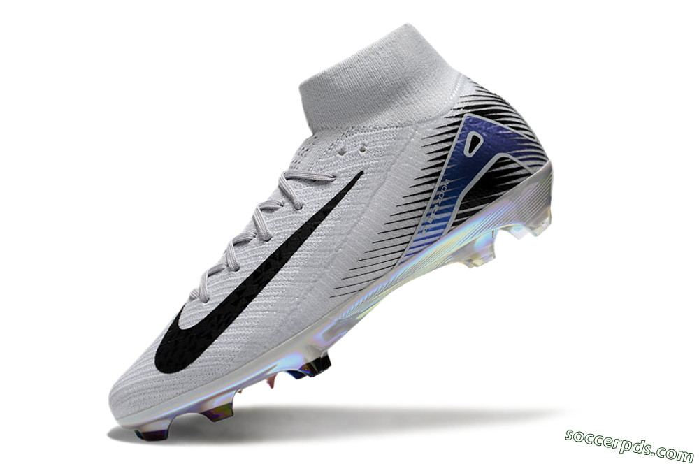 Nike Air Zoom Mercurial Superfly 10 Elite FG High-Tops Football Boots - White/Black/Blue 5