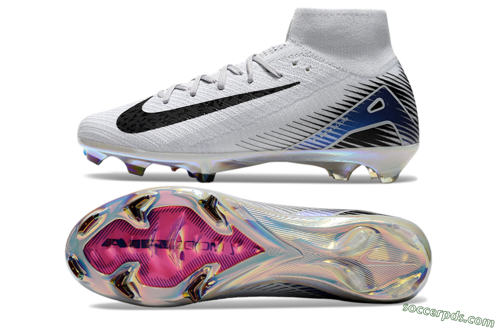 Nike Air Zoom Mercurial Superfly 10 Elite FG High-Tops Football Boots - White/Black/Blue 0