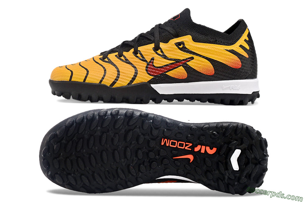 Nike Air Zoom Mercurial Vapor 15 Elite TF Low-Tops Football Shoes - Black/Yellow/Red 0