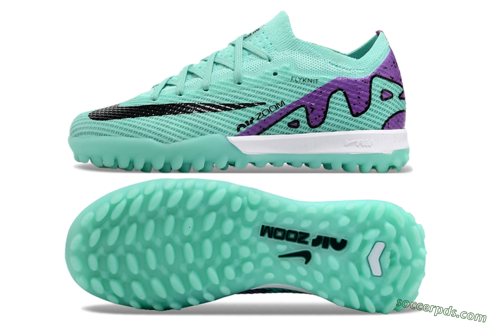 Nike Air Zoom Mercurial Vapor 15 Elite TF Low-Tops Football Shoes - Jade/Purple/Black 0