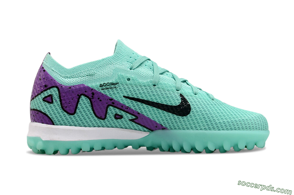Nike Air Zoom Mercurial Vapor 15 Elite TF Low-Tops Football Shoes - Jade/Purple/Black 7