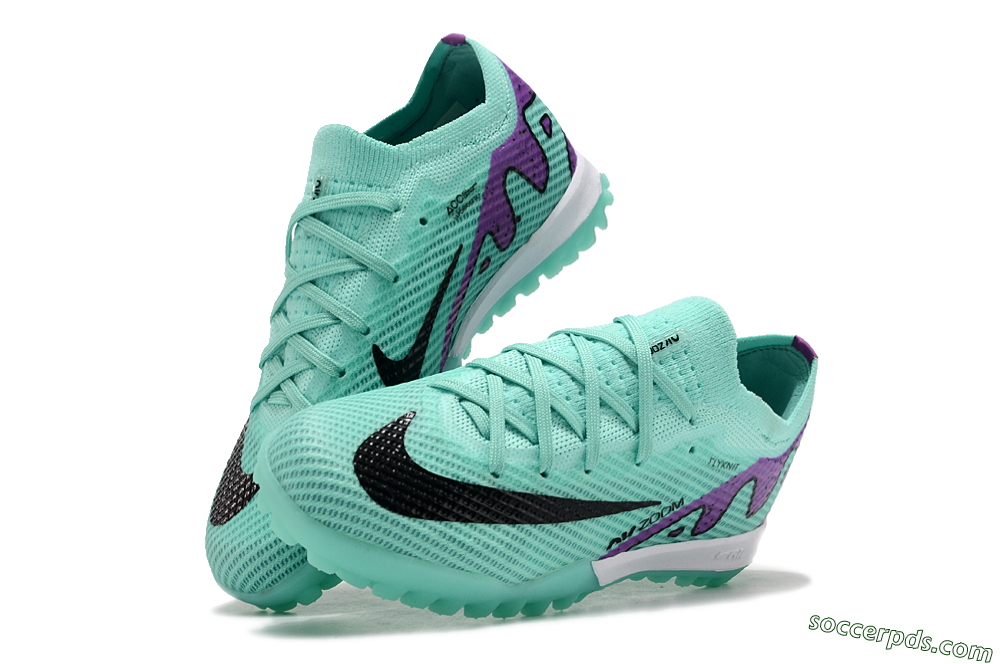 Nike Air Zoom Mercurial Vapor 15 Elite TF Low-Tops Football Shoes - Jade/Purple/Black 3