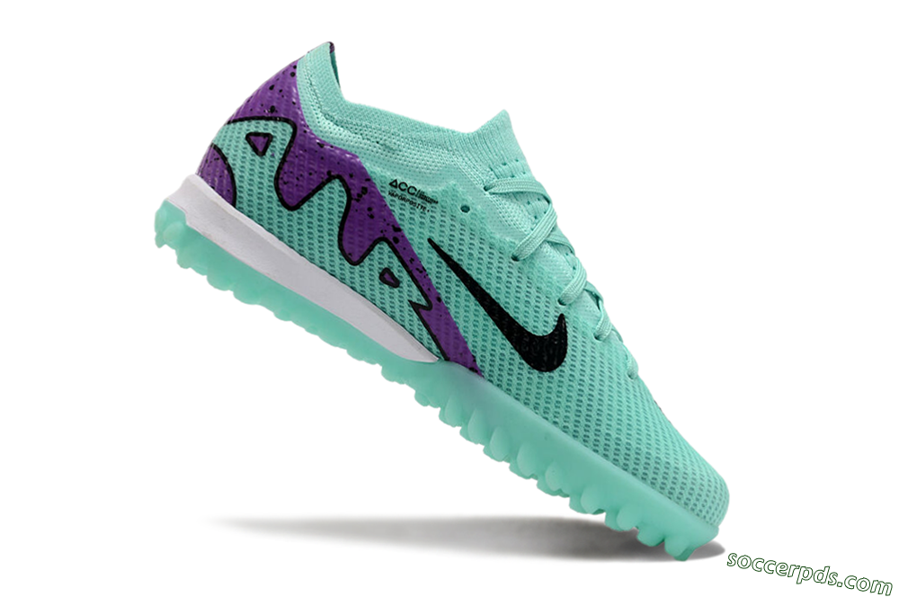 Nike Air Zoom Mercurial Vapor 15 Elite TF Low-Tops Football Shoes - Jade/Purple/Black 4