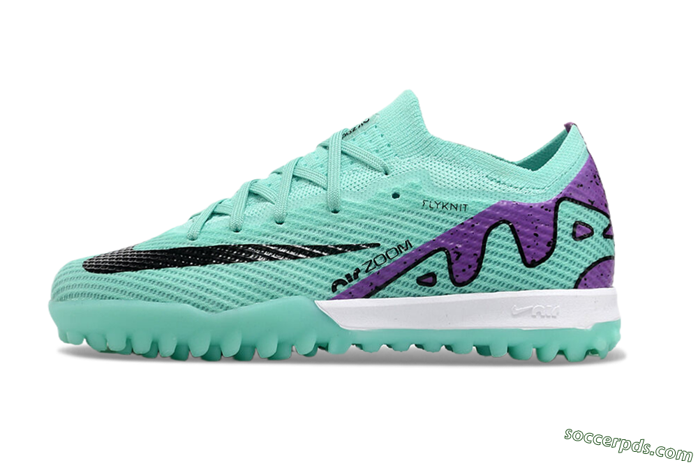 Nike Air Zoom Mercurial Vapor 15 Elite TF Low-Tops Football Shoes - Jade/Purple/Black 2