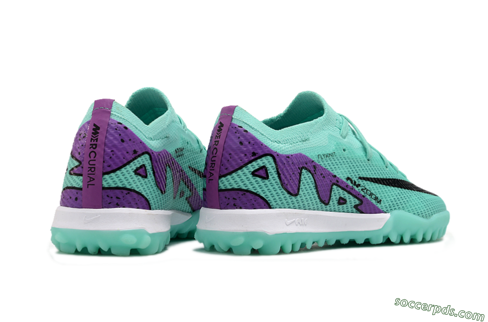 Nike Air Zoom Mercurial Vapor 15 Elite TF Low-Tops Football Shoes - Jade/Purple/Black 6