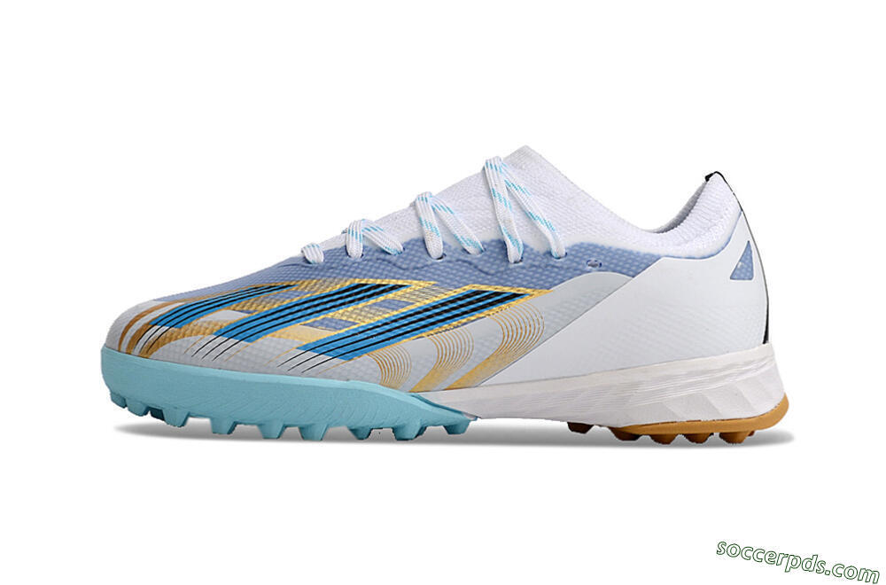 Adidas X Speedportal.1 TF Low-Tops Football Shoes - White/Gold/Blue 2