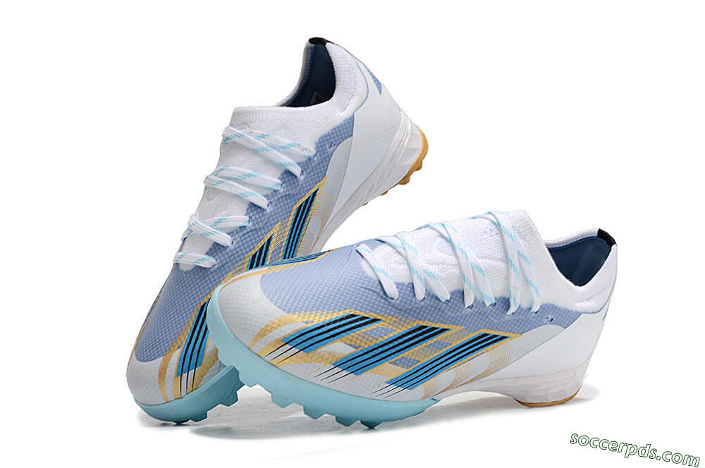 Adidas X Speedportal.1 TF Low-Tops Football Shoes - White/Gold/Blue 3