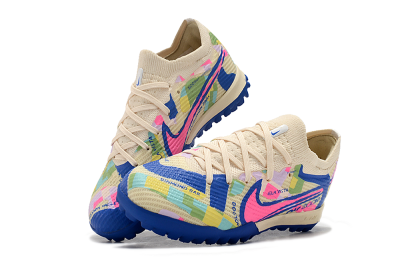 Nike Air Zoom Mercurial Vapor 15 Elite TF Low-Tops Football Shoes - Beige/Pink/Blue