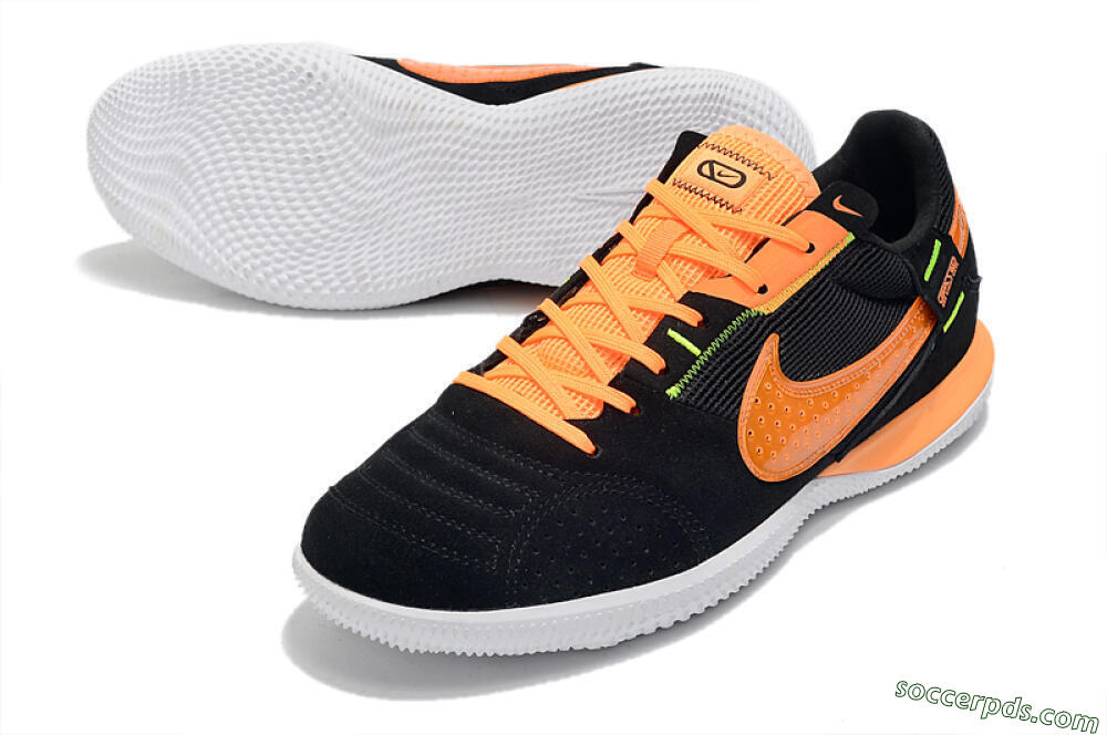 Nike Street Gato IC Low-Tops Football Shoes - Black/Orange/White 3