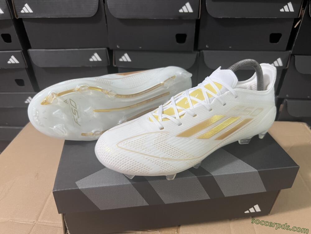 Adidas F50 Adizero FG Low-Tops Football Boots - White/Gold