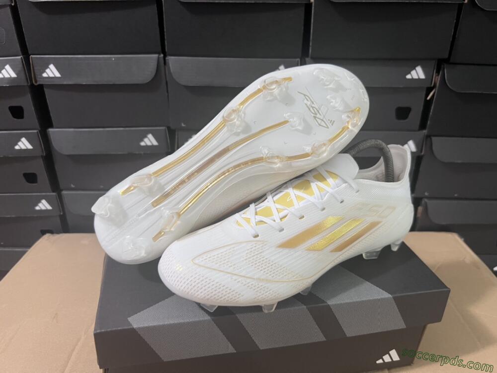Adidas F50 Adizero FG Low-Tops Football Boots - White/Gold