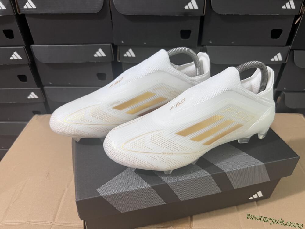 Adidas F50+ Adizero FG Low-Tops Football Boots - White/Gold