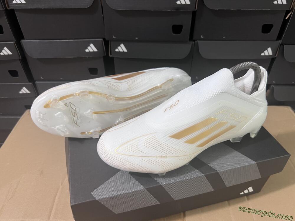 Adidas F50+ Adizero FG Low-Tops Football Boots - White/Gold