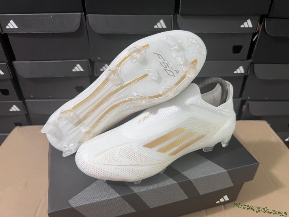 Adidas F50+ Adizero FG Low-Tops Football Boots - White/Gold