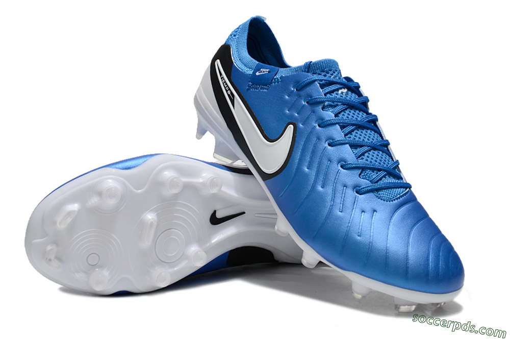 Nike Tiempo Legend 10 Elite FG Low-Tops Football Boots - Blue/White/Black 3