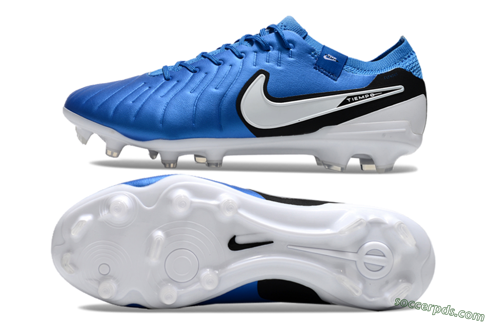 Nike Tiempo Legend 10 Elite FG Low-Tops Football Boots - Blue/White/Black 0