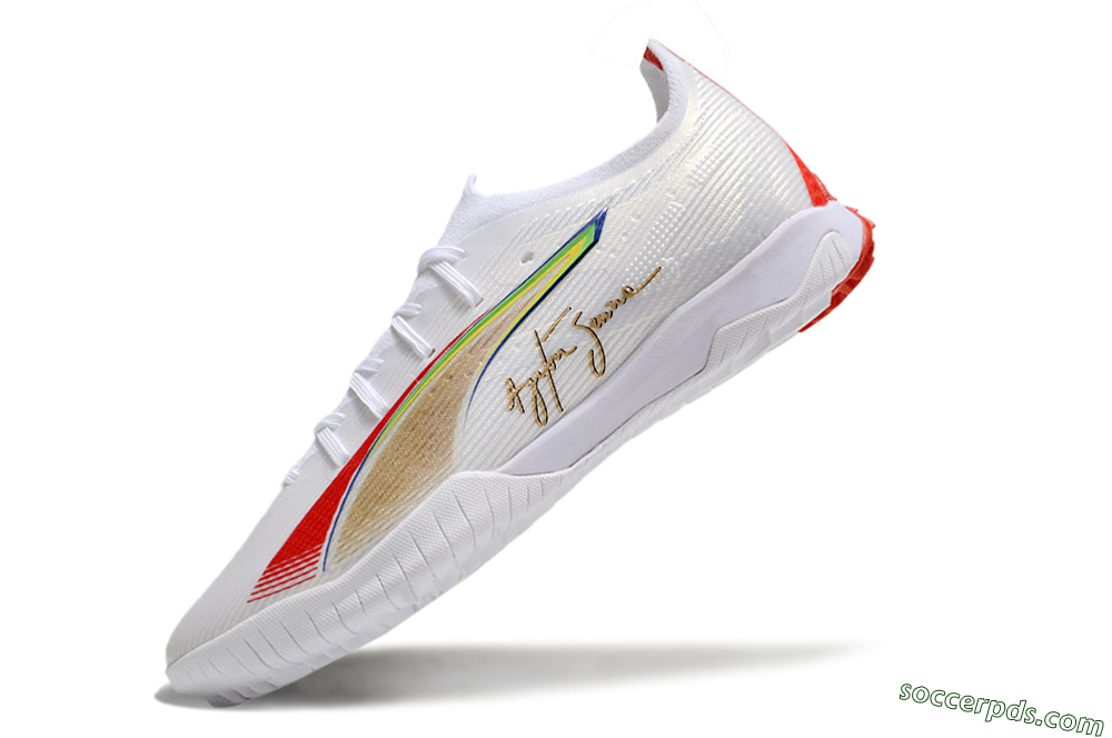 Puma Ultra Ultimate TF Low-Tops Football Shoes - White/Red/Yellow 5
