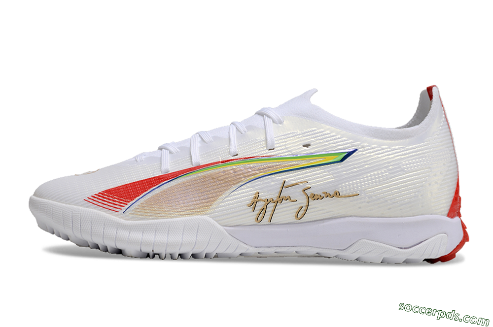 Puma Ultra Ultimate TF Low-Tops Football Shoes - White/Red/Yellow 2