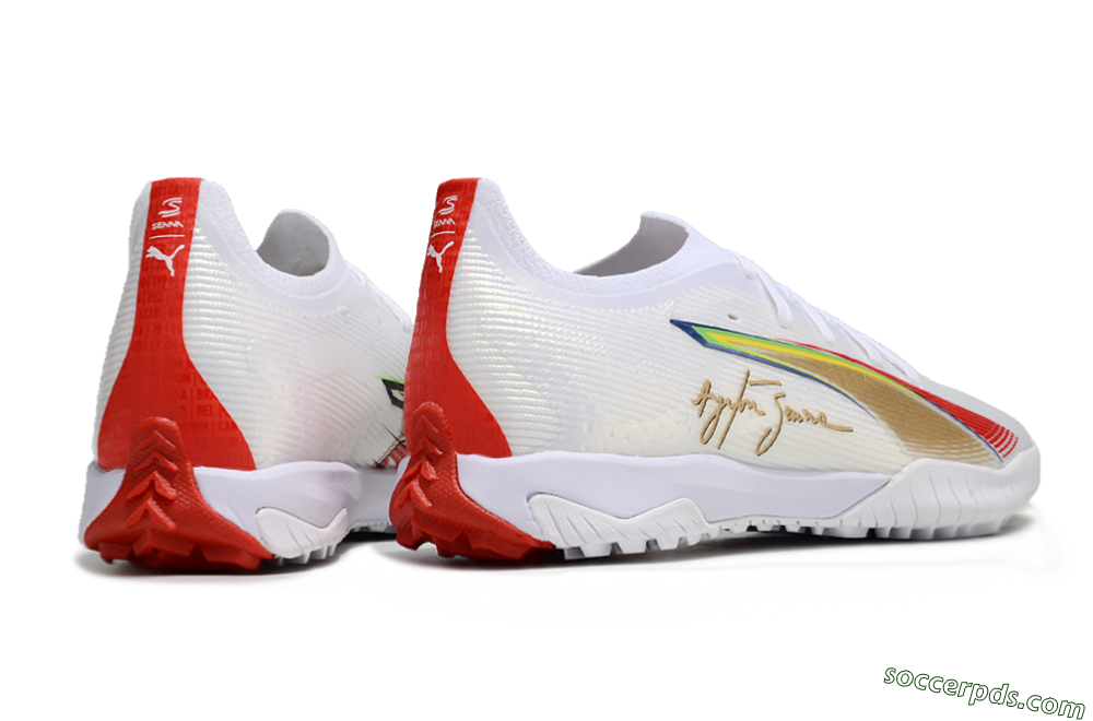 Puma Ultra Ultimate TF Low-Tops Football Shoes - White/Red/Yellow 6